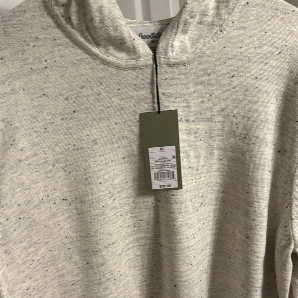 Goodfellow & Co Men’s Hoodie XL Cotton Light Gray Speckled Knit Pullover, NWT
